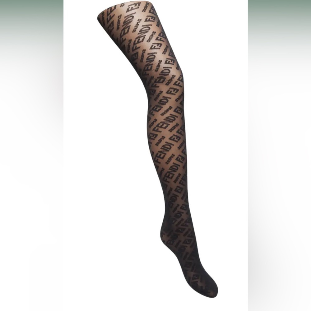 Fendi Black Logo Sheer Tights
